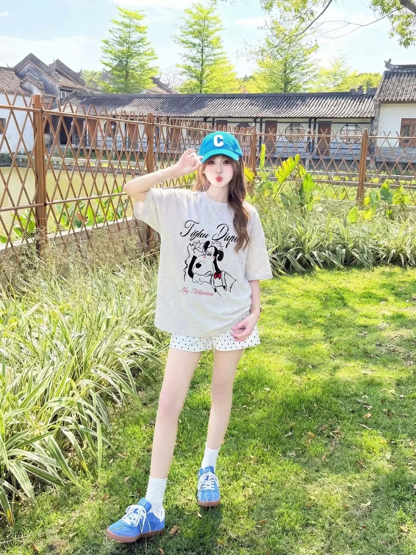 순면 반팔 티셔츠 여성 2026 여름 한국 스타일 새로운 학원 스타일 루즈핏 빅 사이즈 지방 mm 200 kg 웨어러블 이미지 3