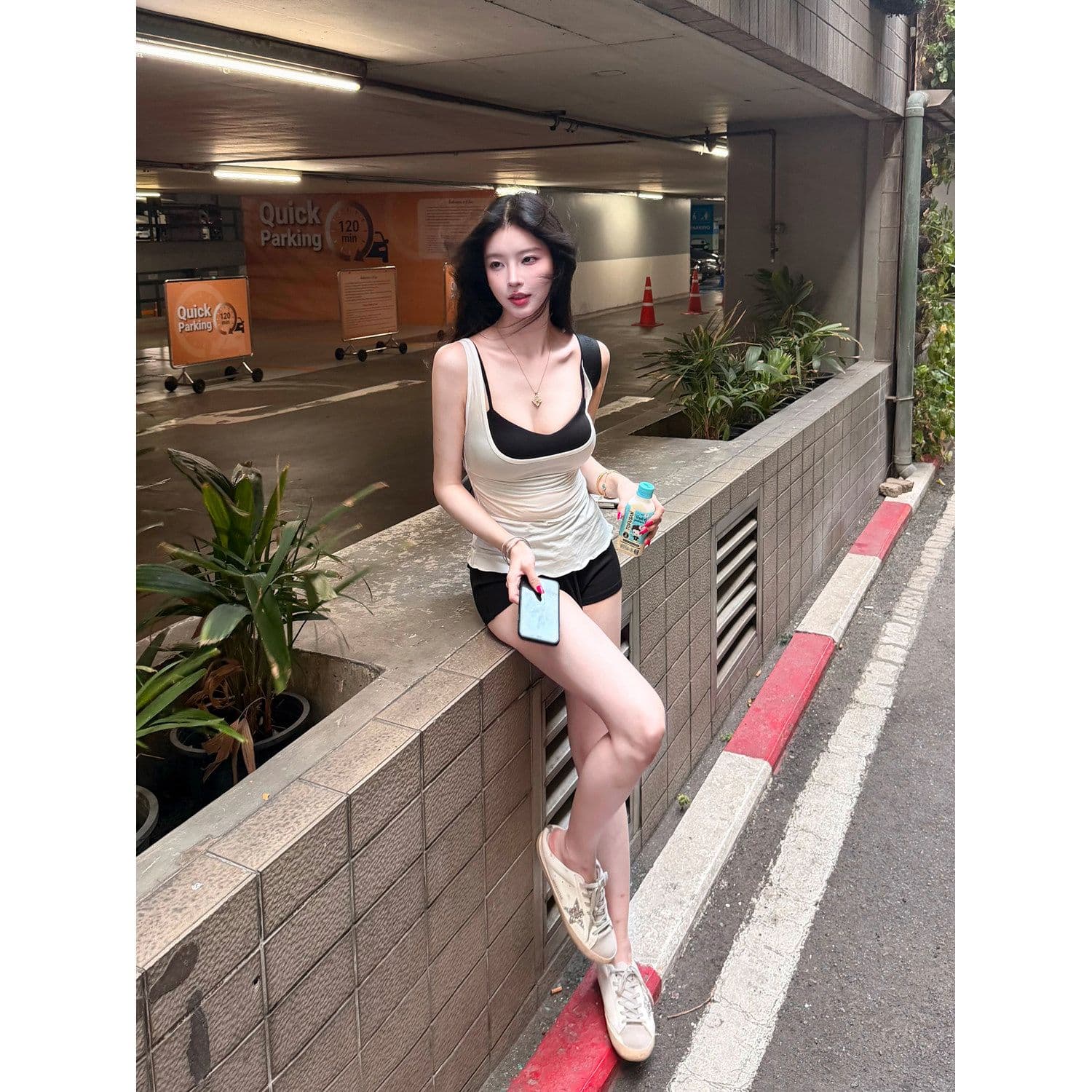withmin 핫걸 캐주얼 세트 여성 2026 여름 새로운 배색 캐미솔 이미지 5