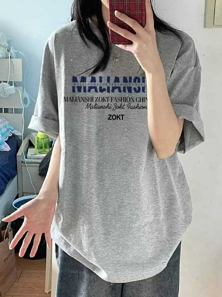 순면 반팔 티셔츠 여성 2026 여름 한국 스타일 새로운 학원 스타일 루즈핏 빅 사이즈 지방 mm 200 kg 웨어러블 상세 이미지 5