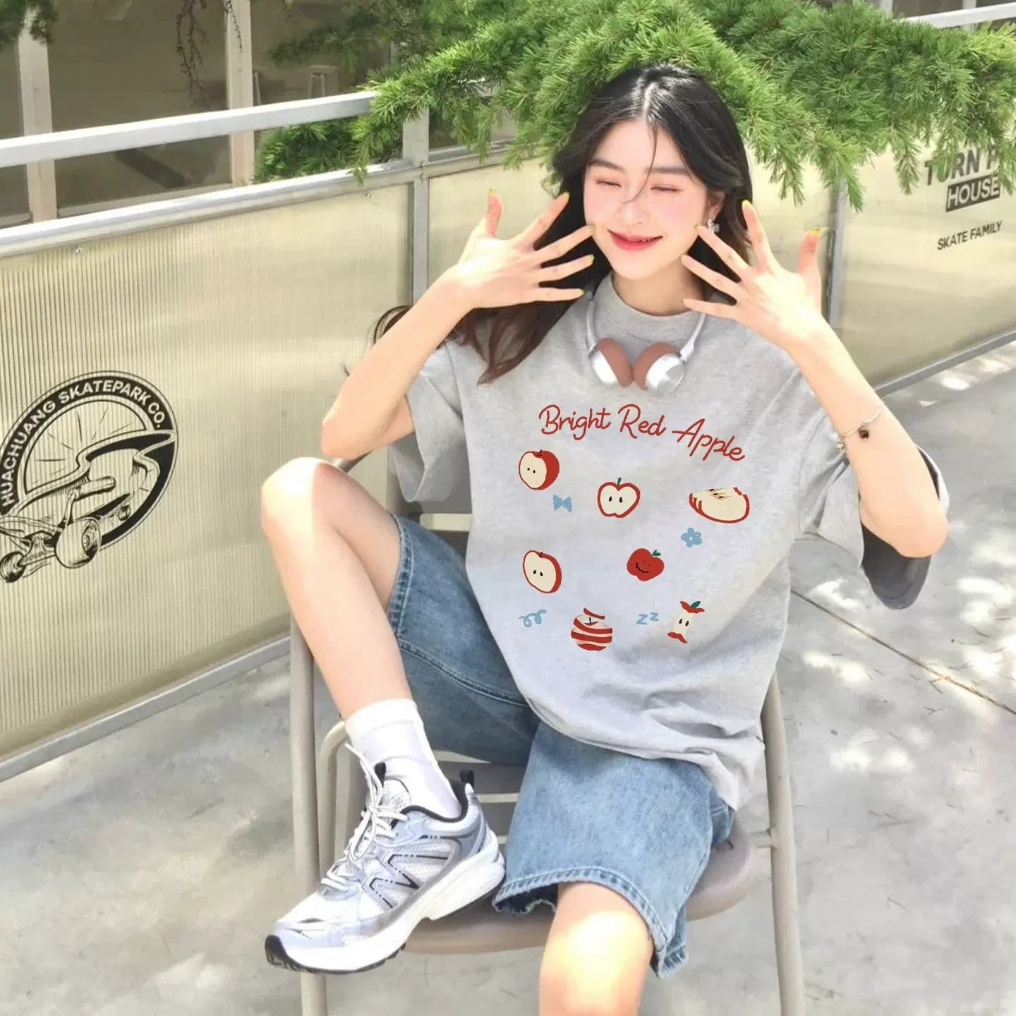순면 반팔 티셔츠 여성 2026 여름 한국 스타일 새로운 학원 스타일 루즈핏 빅 사이즈 지방 mm 200 kg 웨어러블 상세 이미지 4