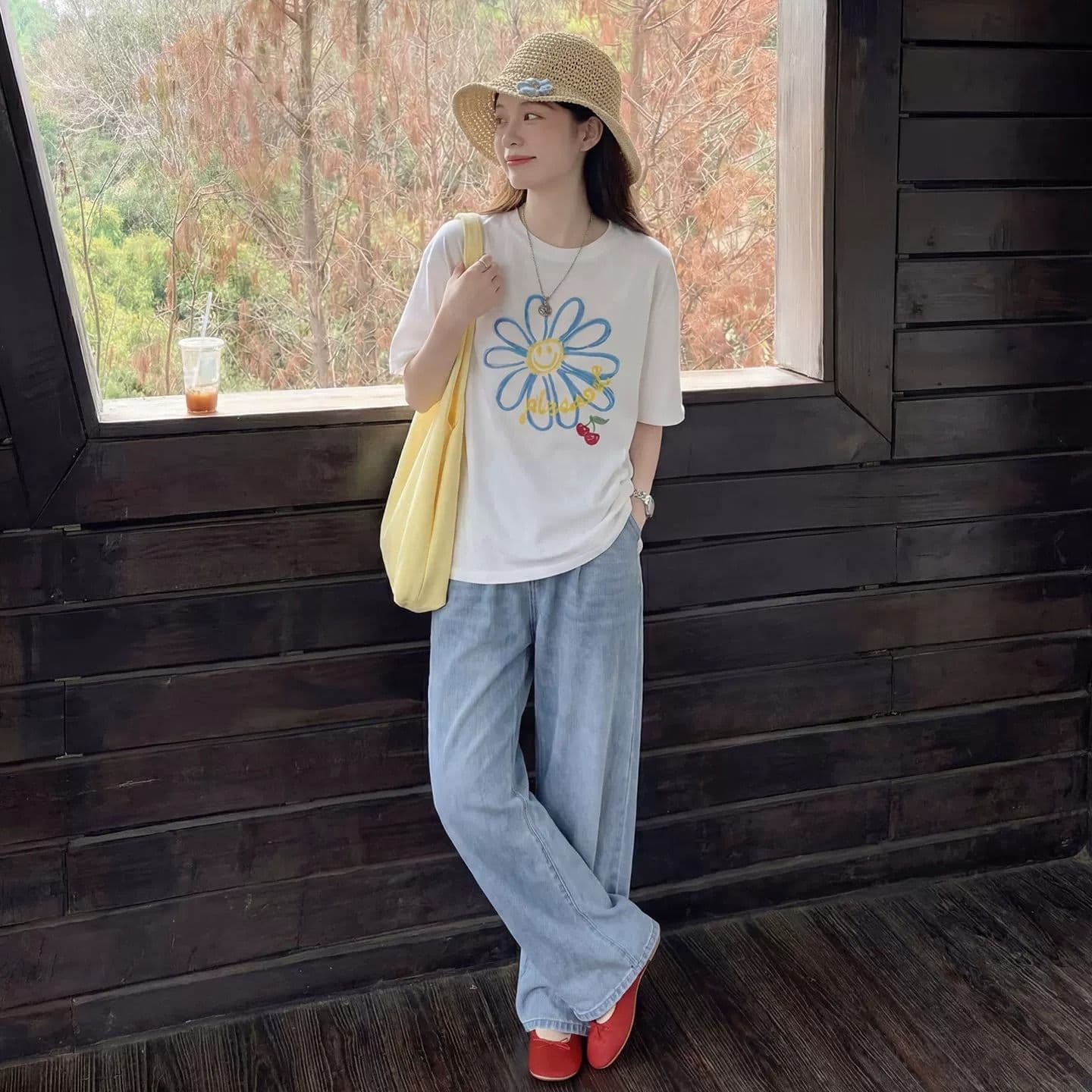 순면 반팔 티셔츠 여성 2026 여름 한국 스타일 새로운 학원 스타일 루즈핏 빅 사이즈 지방 mm 200 kg 웨어러블 이미지 4