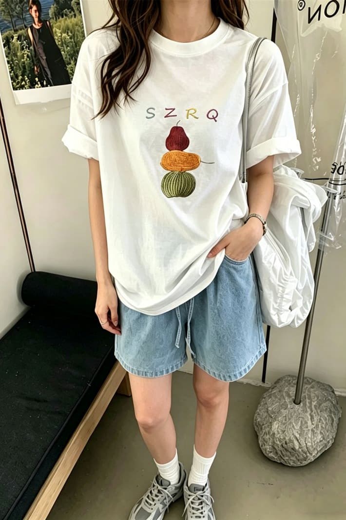 순면 반팔 티셔츠 여성 2026 여름 한국 스타일 새로운 학원 스타일 루즈핏 빅 사이즈 지방 mm 200 kg 웨어러블 이미지 5