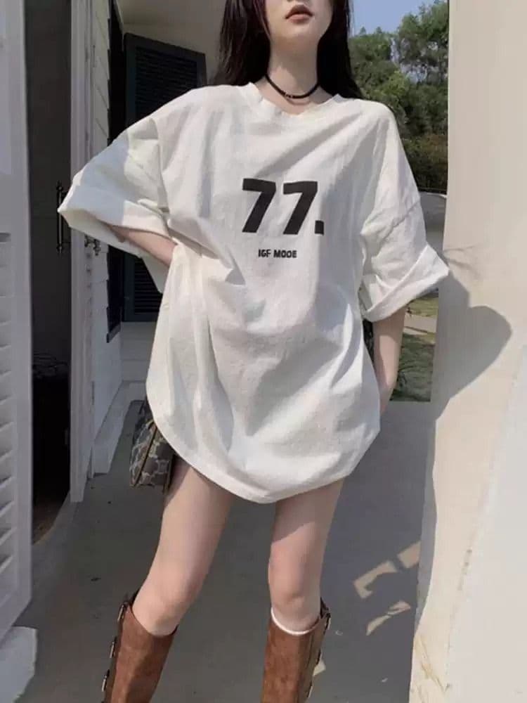 순면 반팔 티셔츠 여성 2026 여름 한국 스타일 새로운 학원 스타일 루즈핏 빅 사이즈 지방 mm 200 kg 웨어러블 상세 이미지 2