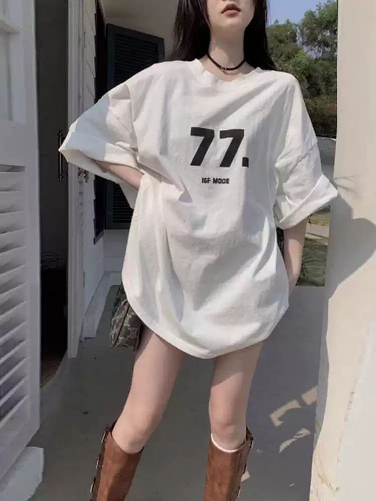 순면 반팔 티셔츠 여성 2026 여름 한국 스타일 새로운 학원 스타일 루즈핏 빅 사이즈 지방 mm 200 kg 웨어러블 상세 이미지 5