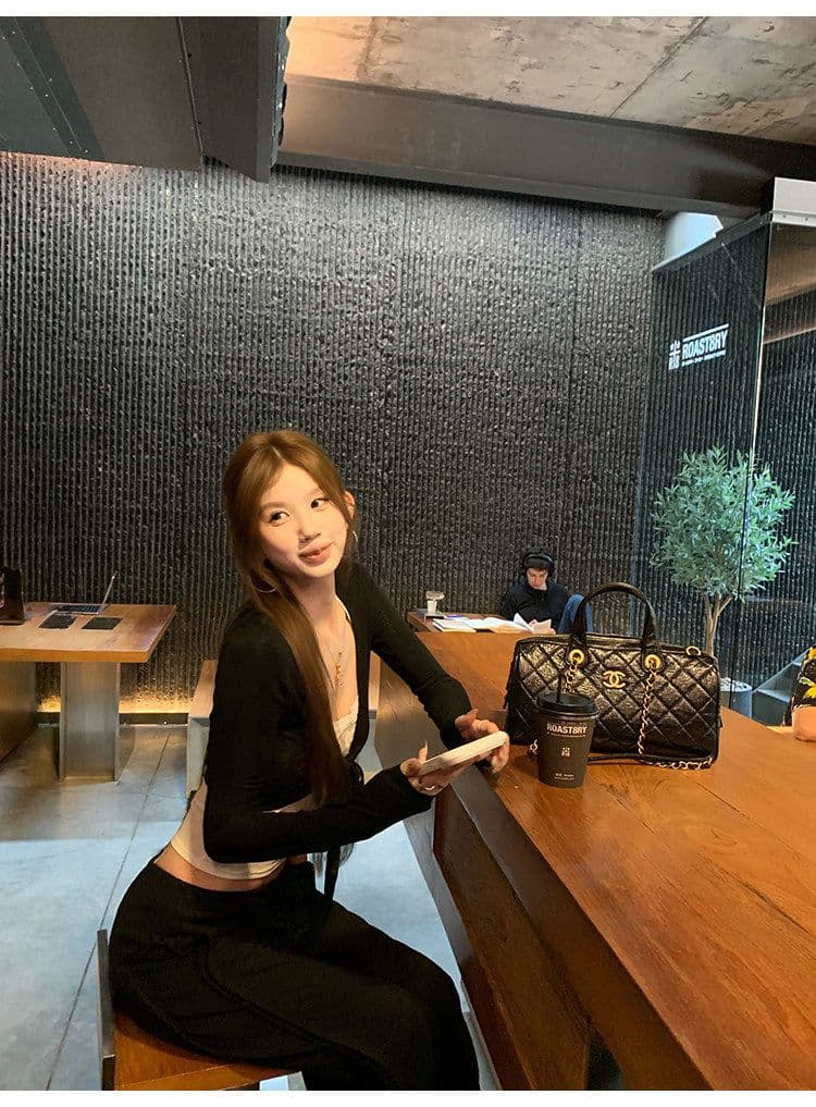 원본 주간 실크 핫걸 바람 스트랩 쇼트 스타일 여성 코트 여름 커피 색상 섹시함 레이스 측면 캐미솔 투피스 세트 상세 이미지 44