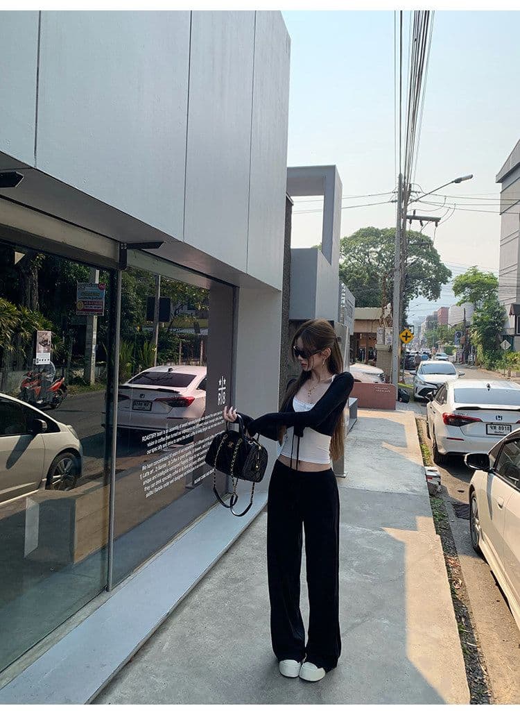 원본 주간 실크 핫걸 바람 스트랩 쇼트 스타일 여성 코트 여름 커피 색상 섹시함 레이스 측면 캐미솔 투피스 세트 상세 이미지 49