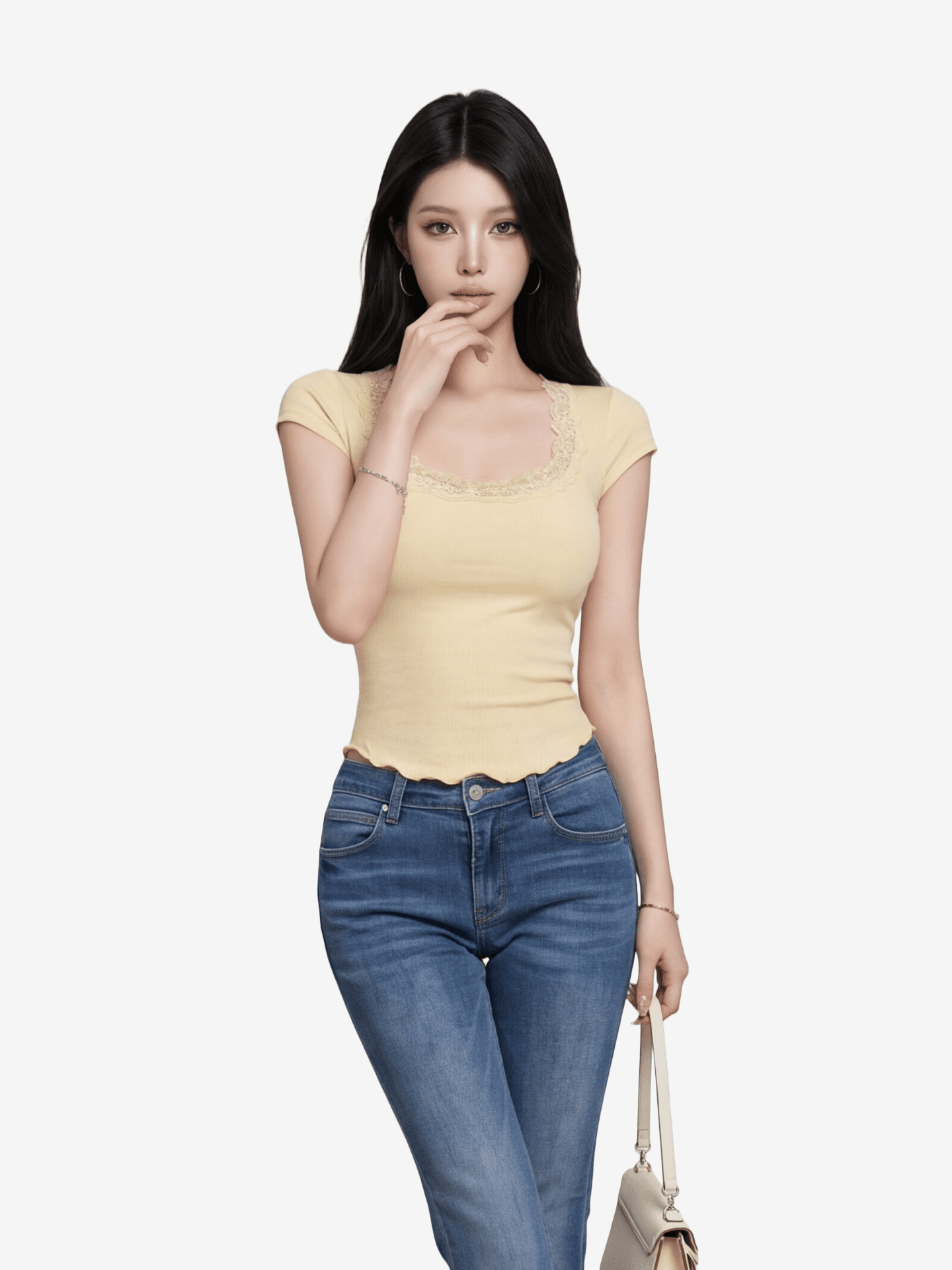 높은 품질 눈꽃 한 부서 섹시함 바람 레이스 조각 u 칼라 반팔 티셔츠 여성 여름 몸매 가꾸기 슬림해 보이는 고급 센스 맨위 이미지 4