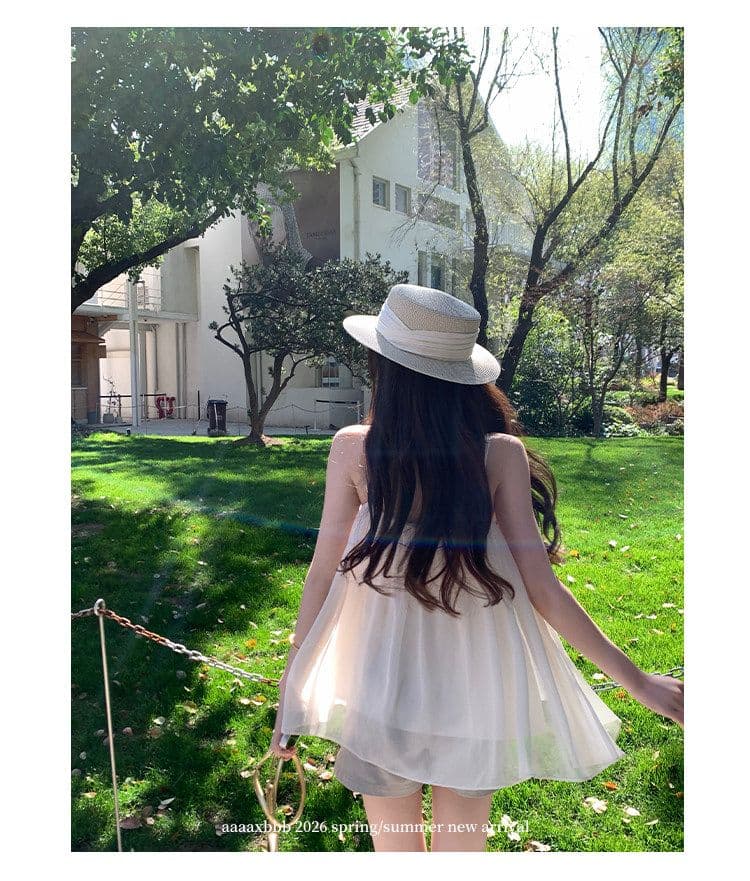 aaaaxbbb 끝없는 한여름 한 부서 부드러운 실 실 V넥 슬립 분위기 센스 캐주얼 슬림해 보이는 도루 센스 맨위 상세 이미지 7