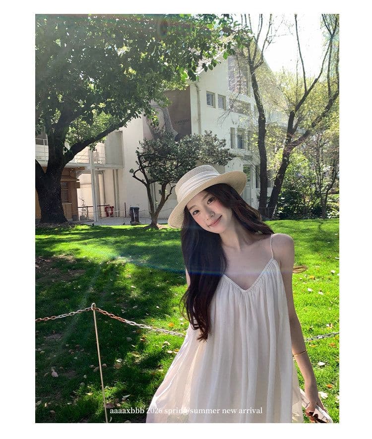aaaaxbbb 끝없는 한여름 한 부서 부드러운 실 실 V넥 슬립 분위기 센스 캐주얼 슬림해 보이는 도루 센스 맨위 상세 이미지 9