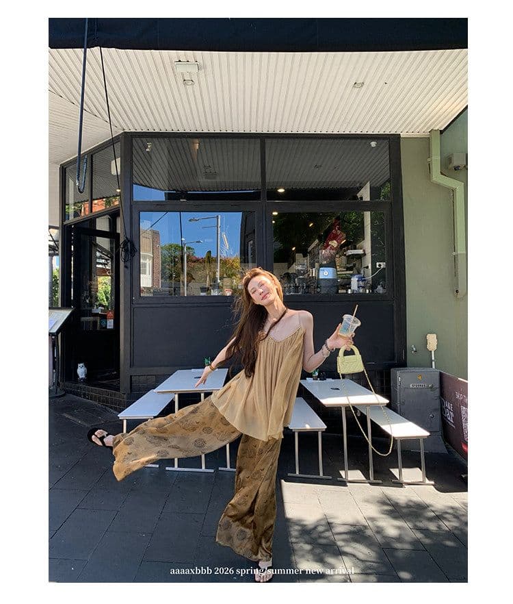 aaaaxbbb 끝없는 한여름 한 부서 부드러운 실 실 V넥 슬립 분위기 센스 캐주얼 슬림해 보이는 도루 센스 맨위 상세 이미지 16