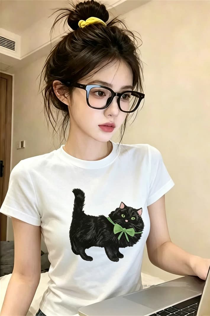순면 40 220 그램 92 면 8 암모니아 Lun 한국 스타일 새로운 긍정적 인 어깨 반팔 티셔츠 여성 프린트 몸매 가꾸기 핫걸 맨위 이미지 5