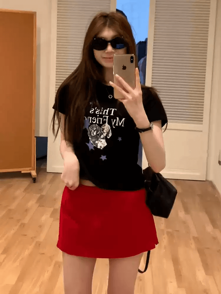 순면 40 220 그램 92 면 8 암모니아 Lun 한국 스타일 새로운 긍정적 인 어깨 반팔 티셔츠 여성 프린트 몸매 가꾸기 핫걸 맨위 이미지 2