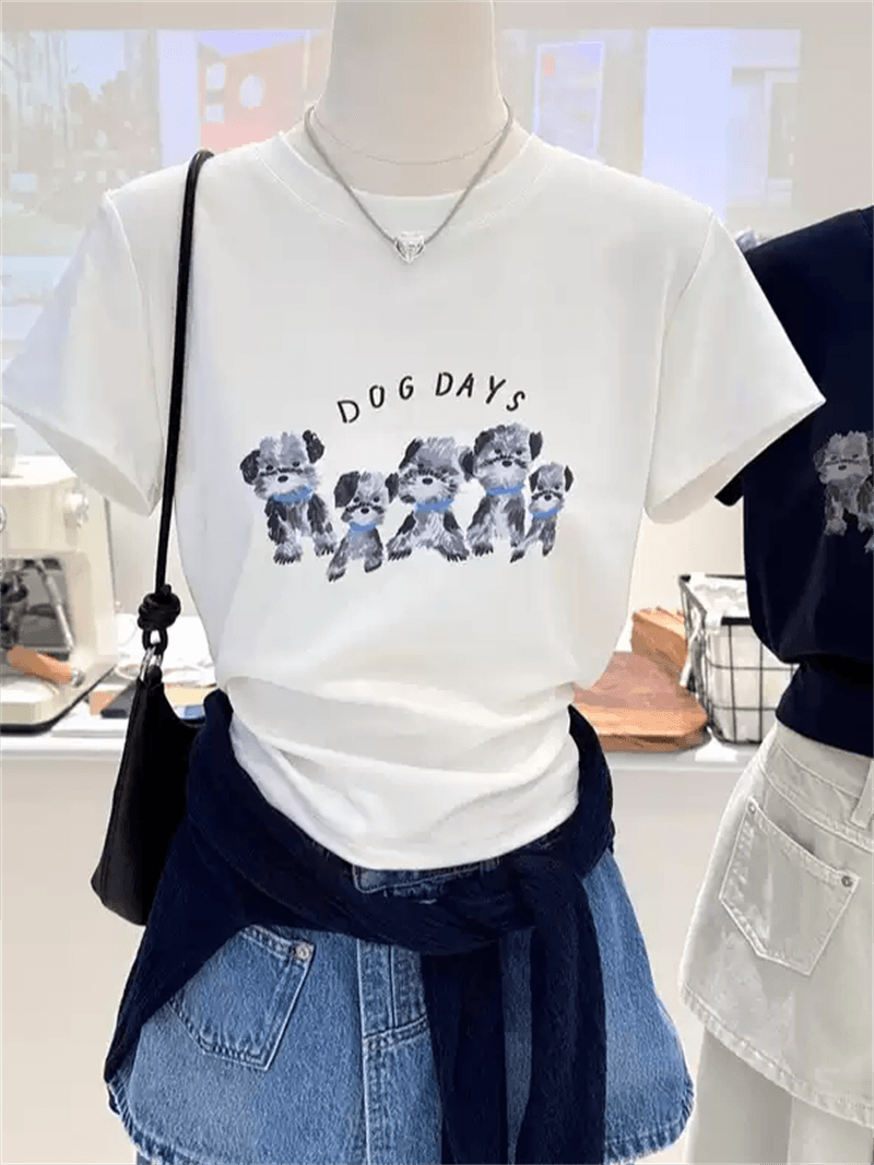 순면 40 220 그램 92 면 8 암모니아 Lun 한국 스타일 새로운 긍정적 인 어깨 반팔 티셔츠 여성 프린트 몸매 가꾸기 핫걸 맨위 상세 이미지 2
