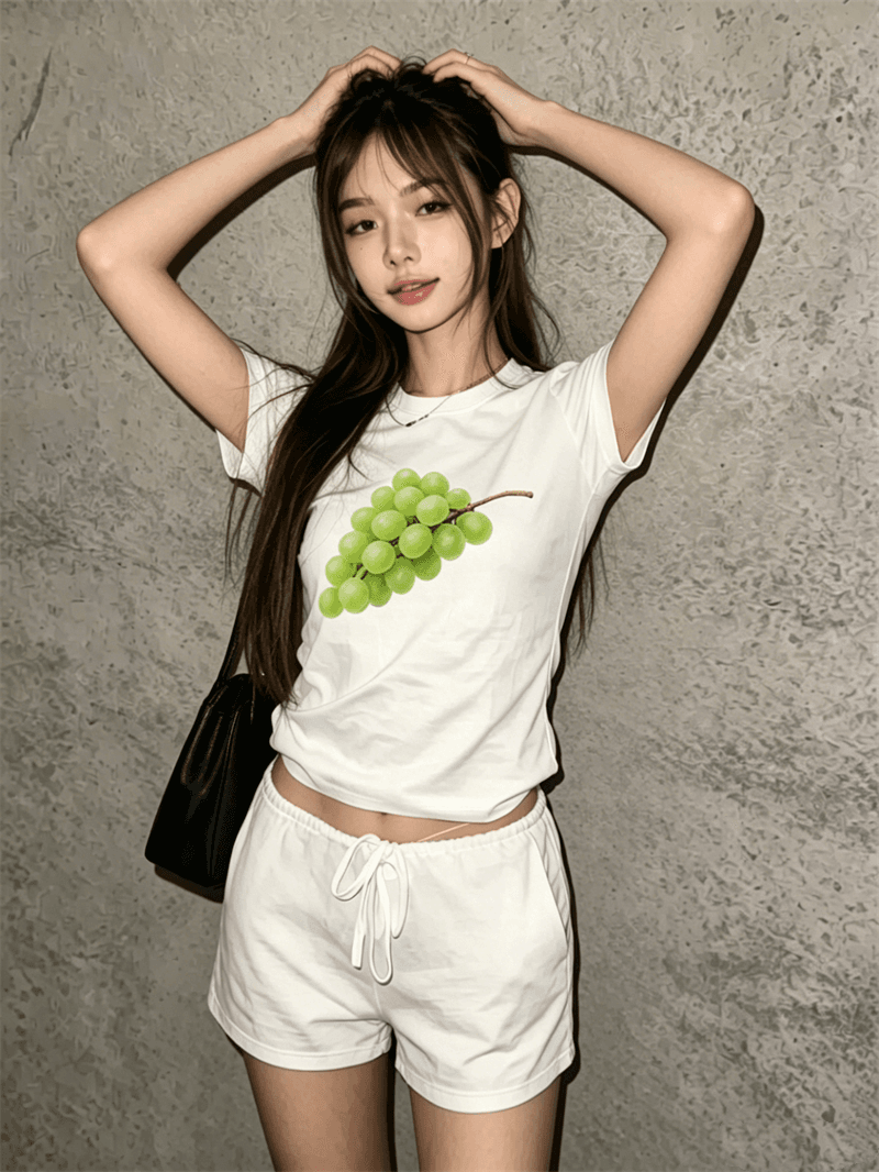 순면 40 220 그램 92 면 8 암모니아 Lun 한국 스타일 새로운 긍정적 인 어깨 반팔 티셔츠 여성 프린트 몸매 가꾸기 핫걸 맨위 상세 이미지 5