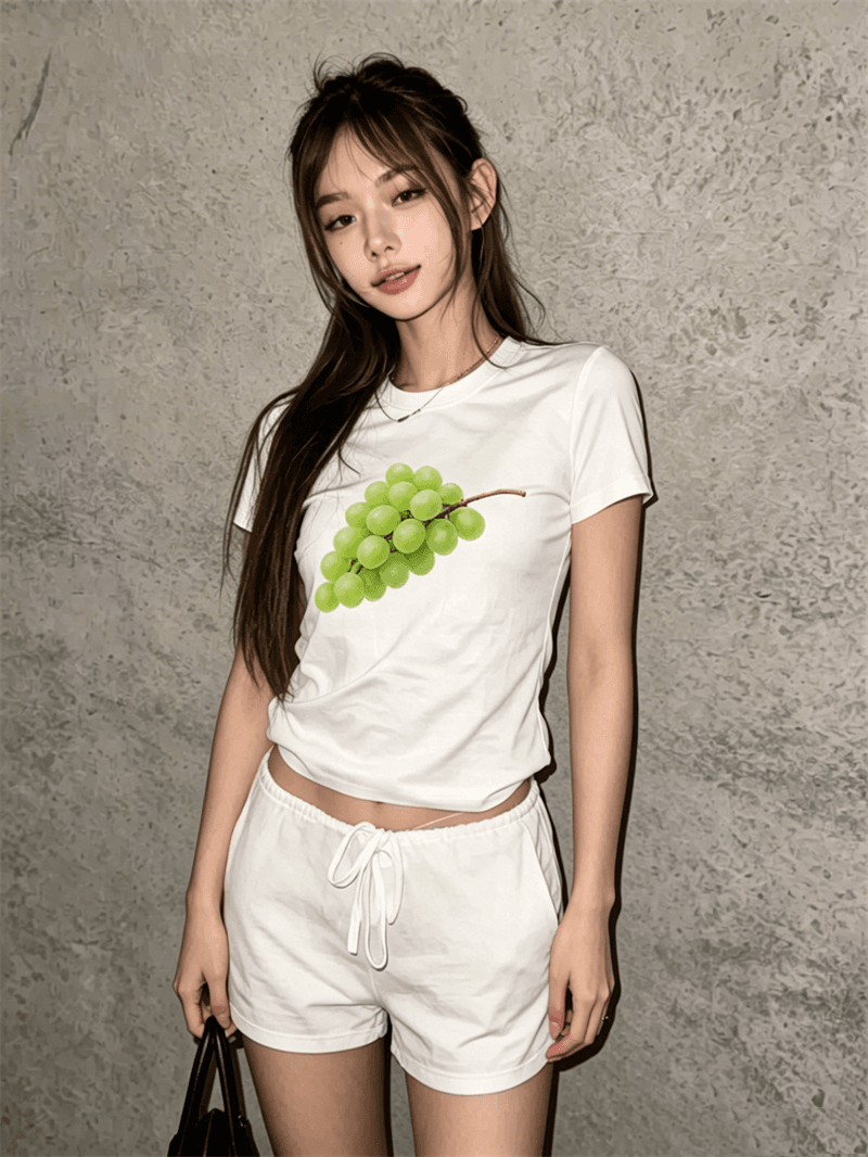 순면 40 220 그램 92 면 8 암모니아 Lun 한국 스타일 새로운 긍정적 인 어깨 반팔 티셔츠 여성 프린트 몸매 가꾸기 핫걸 맨위 상세 이미지 7