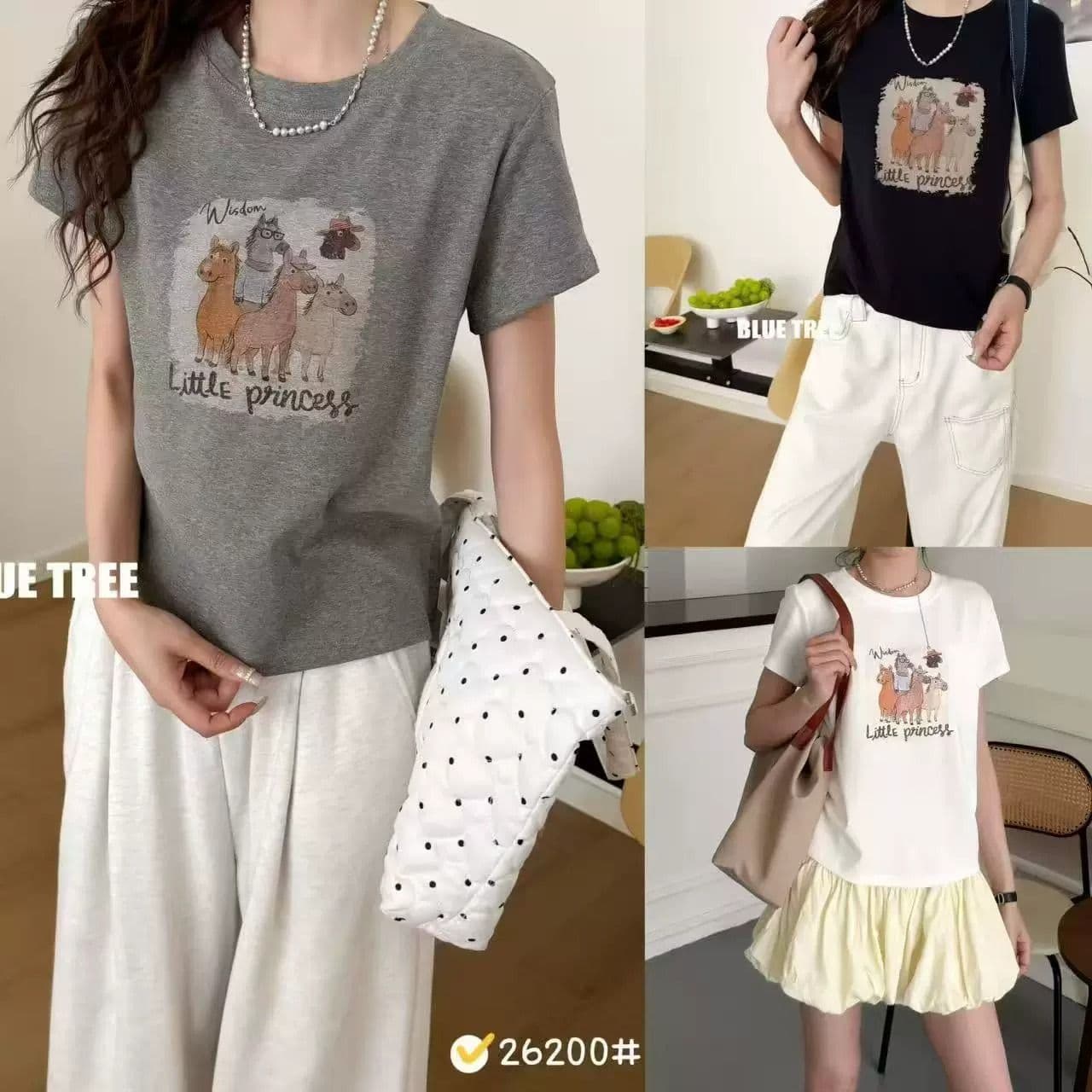 순면 40 220 그램 92 면 8 암모니아 Lun 한국 스타일 새로운 긍정적 인 어깨 반팔 티셔츠 여성 프린트 몸매 가꾸기 핫걸 맨위 상세 이미지 2