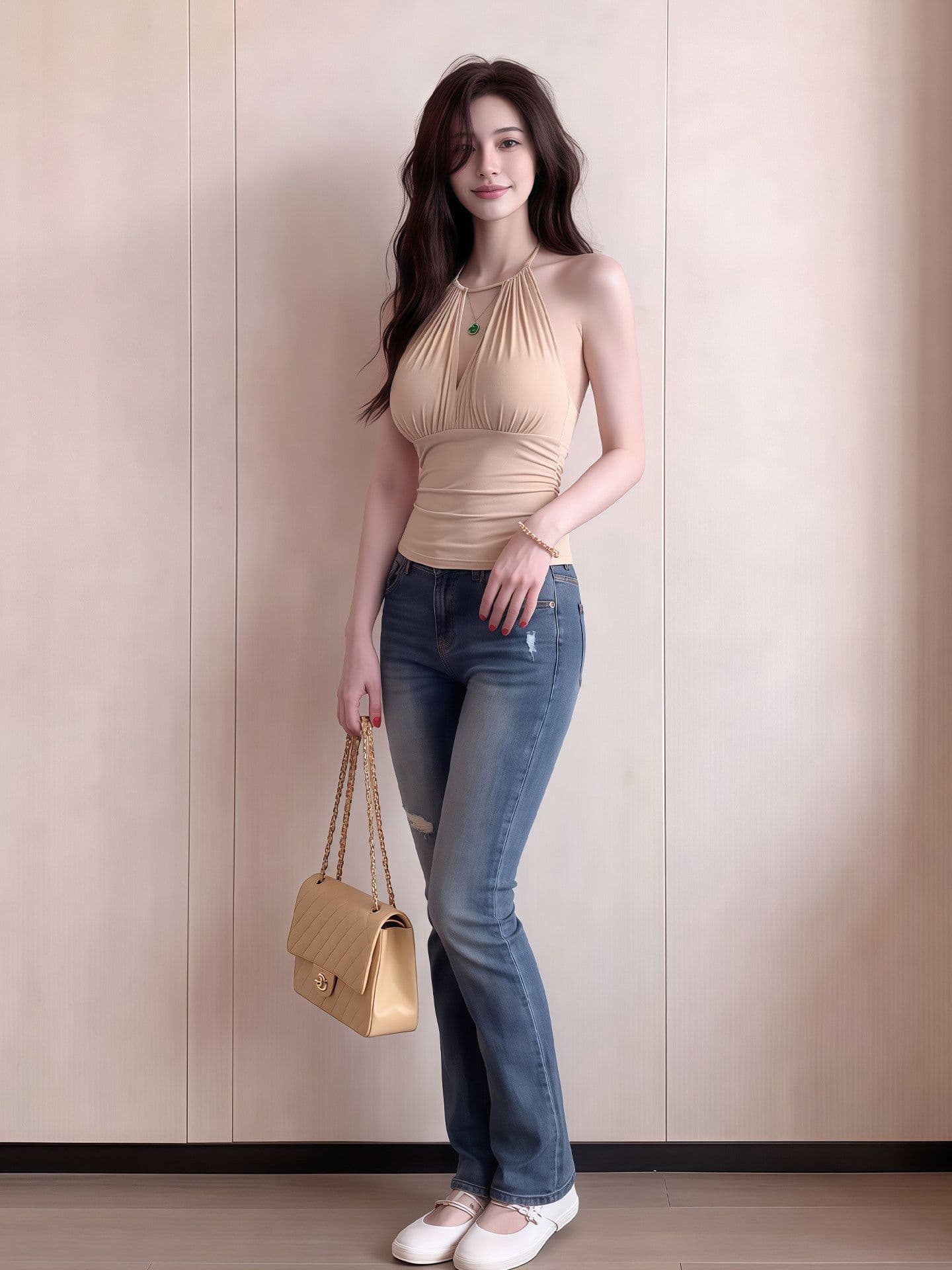 섹시함 품격 바람 행침 목 펌프 Pleat 수 있습니다. 조정 캐미솔 새로운 여성 의류 2026 여름 몸매 가꾸기 슬림해 보이는 맨위 상세 이미지 4