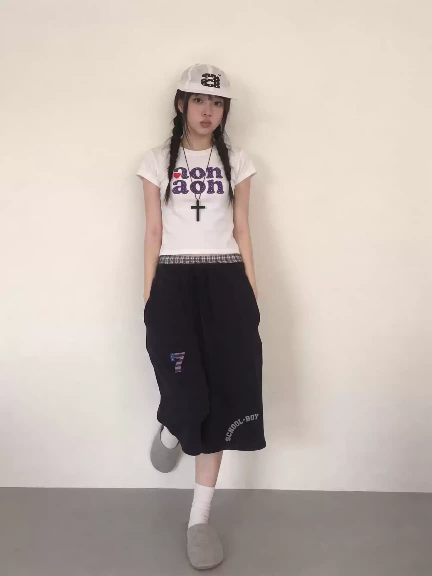 순면 40 220 그램 92 면 8 암모니아 Lun 한국 스타일 새로운 긍정적 인 어깨 반팔 티셔츠 여성 프린트 몸매 가꾸기 핫걸 맨위 상세 이미지 5