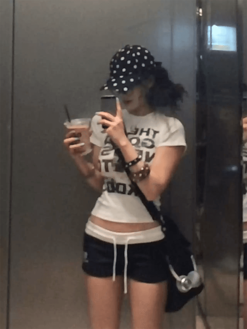 순면 40 220 그램 92 면 8 암모니아 Lun 한국 스타일 새로운 긍정적 인 어깨 반팔 티셔츠 여성 프린트 몸매 가꾸기 핫걸 맨위 상세 이미지 5
