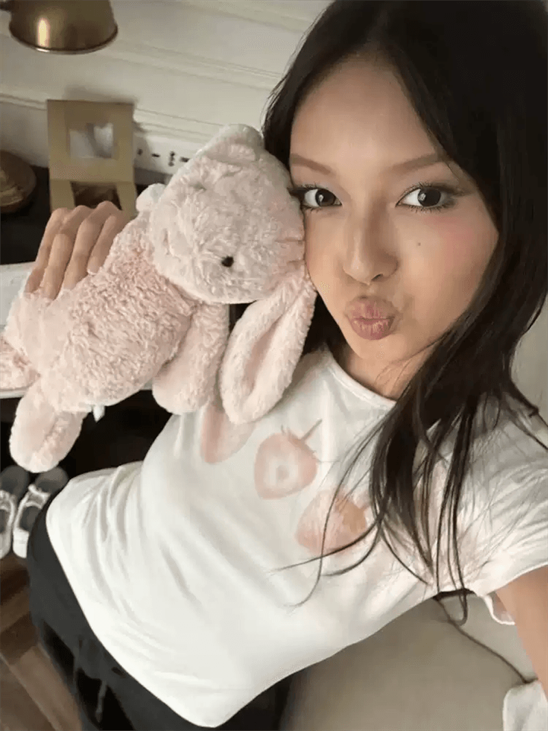 순면 40 220 그램 92 면 8 암모니아 Lun 한국 스타일 새로운 긍정적 인 어깨 반팔 티셔츠 여성 프린트 몸매 가꾸기 핫걸 맨위 이미지 4