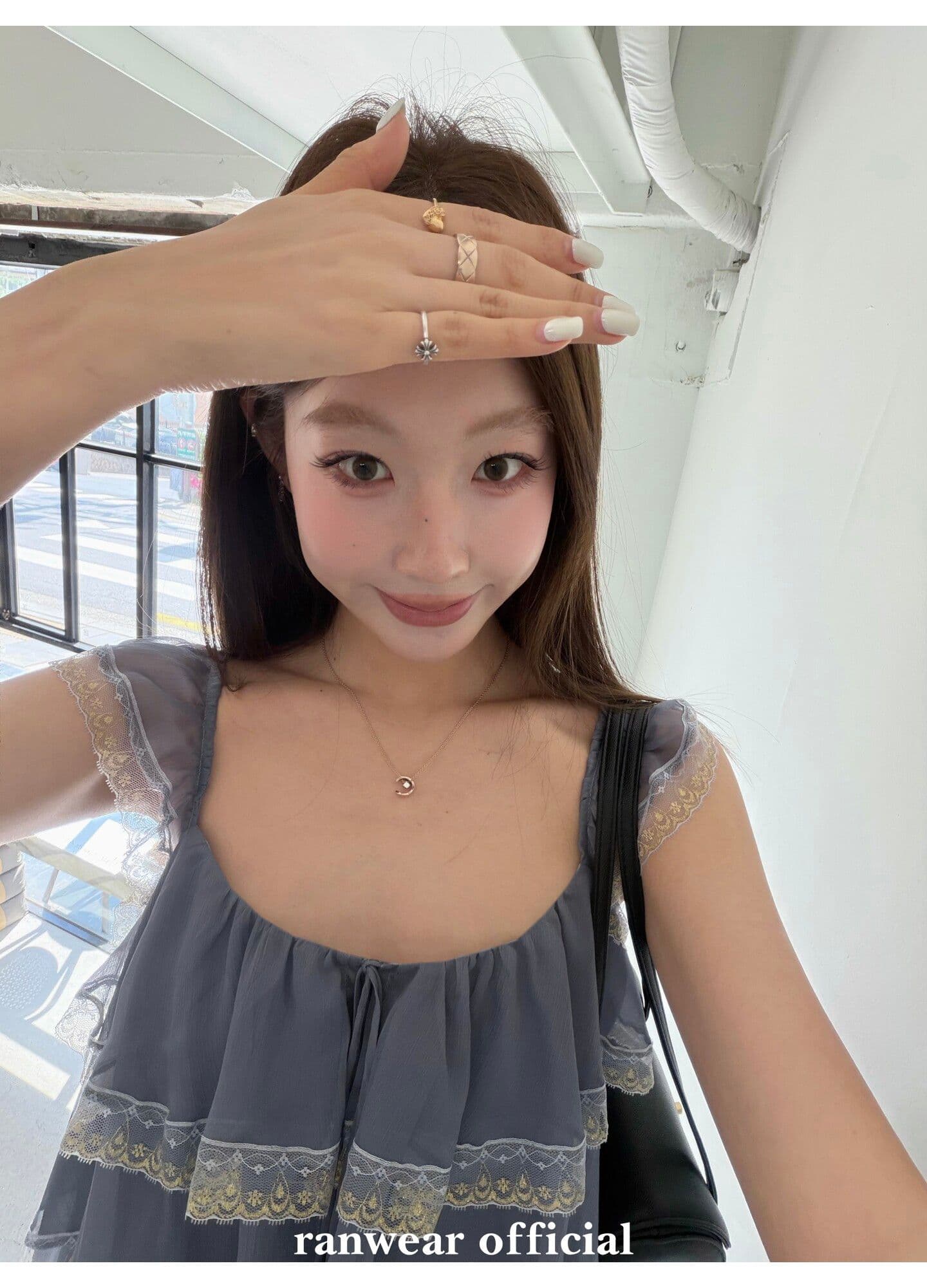 작은 대중 디자인 센스 빛 럭셔리 철자 레이스 패치워크 레이스 광장 칼라 요정 가스 작은 날다 소매 반팔 맨위 여성 여름 티셔츠 상세 이미지 4