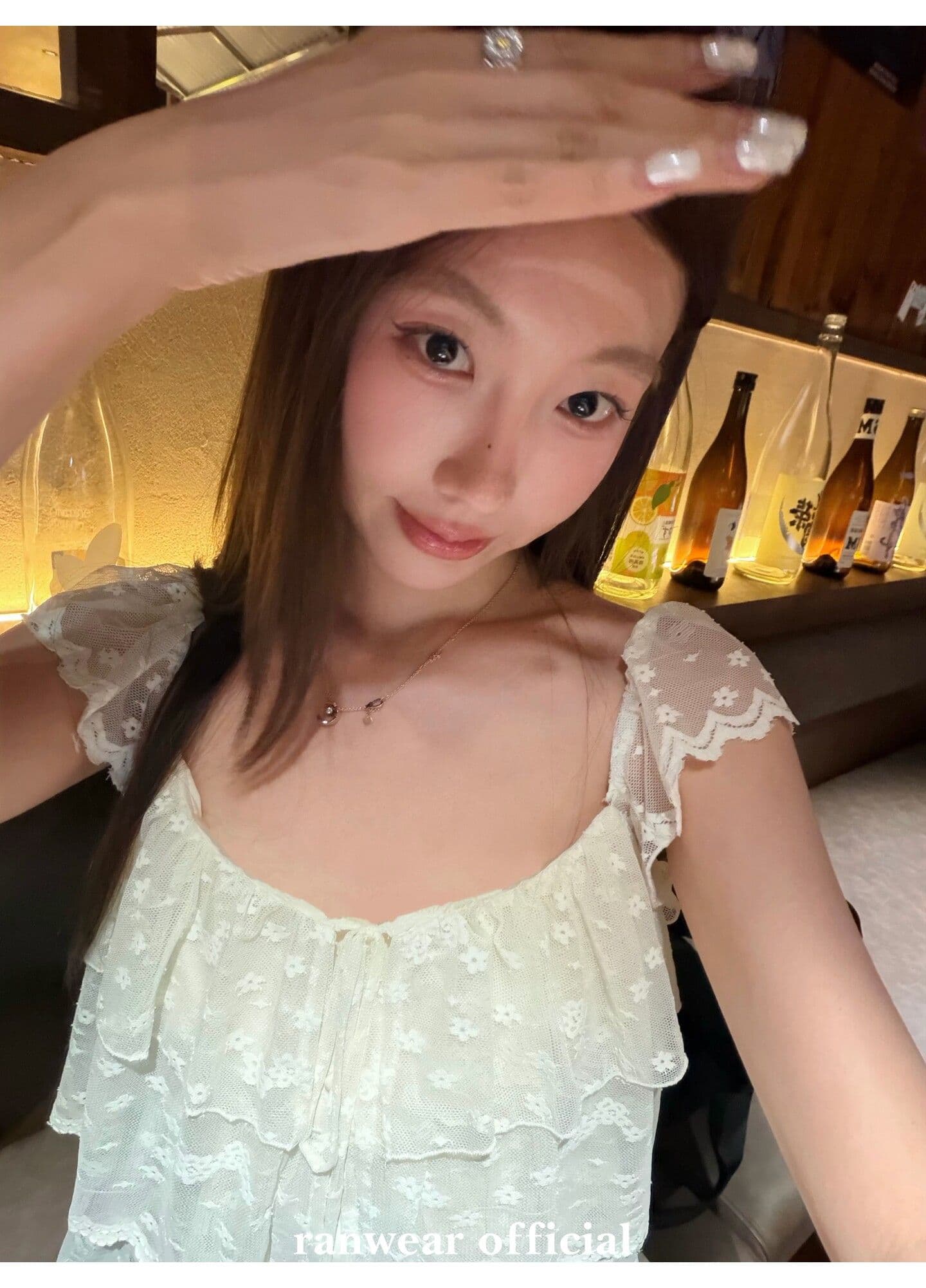 작은 대중 디자인 센스 빛 럭셔리 철자 레이스 패치워크 레이스 광장 칼라 요정 가스 작은 날다 소매 반팔 맨위 여성 여름 티셔츠 상세 이미지 10