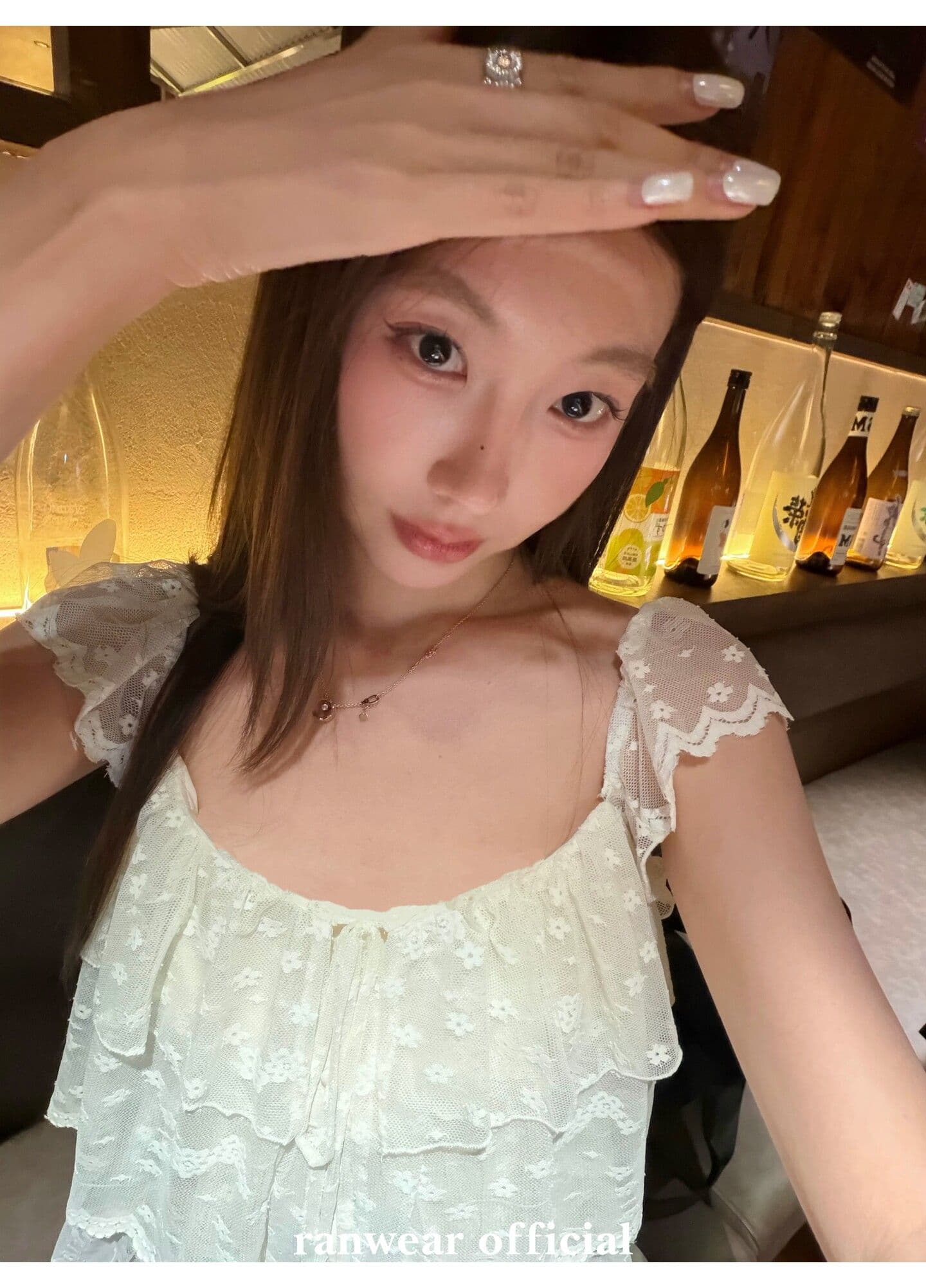 작은 대중 디자인 센스 빛 럭셔리 철자 레이스 패치워크 레이스 광장 칼라 요정 가스 작은 날다 소매 반팔 맨위 여성 여름 티셔츠 상세 이미지 15