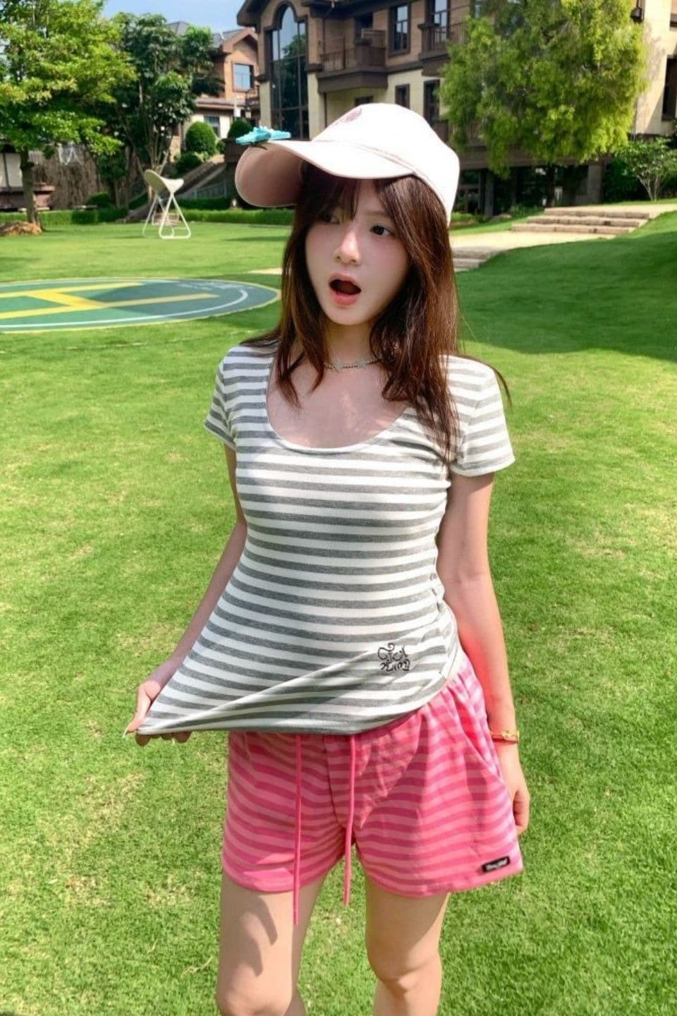 폭발 한국 스타일 컬러 짜임 스트라이프 긍정적 인 어깨 아메리칸 레트로 반팔 티셔츠 여성 여름 순수한 욕망 핫걸 몸매 가꾸기 쇼트 스타일 맨위 이미지 6
