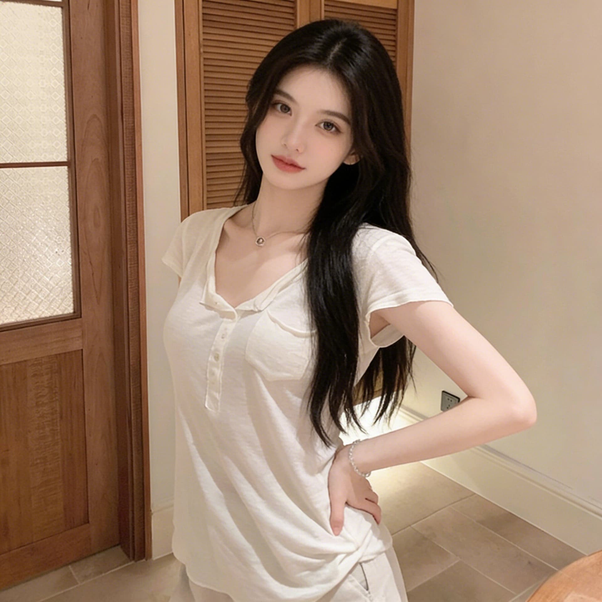 눈꽃 면 famouswang 여름 새로운 오래된 돈 다용도 와 성별 부드러운 통기성 핫걸 반팔 티셔츠 여성 상세 이미지 3