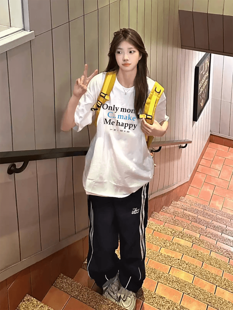 순면 반팔 티셔츠 여성 2026 여름 한국 스타일 새로운 학원 스타일 루즈핏 빅 사이즈 지방 mm 200 kg 웨어러블 상세 이미지 5