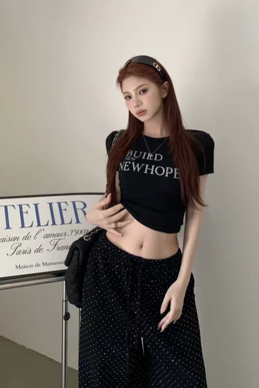 순면 40 220 그램 92 면 8 암모니아 Lun 한국 스타일 새로운 긍정적 인 어깨 반팔 티셔츠 여성 프린트 몸매 가꾸기 핫걸 맨위 이미지 6
