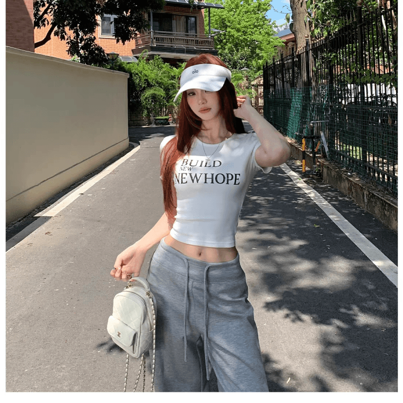 순면 40 220 그램 92 면 8 암모니아 Lun 한국 스타일 새로운 긍정적 인 어깨 반팔 티셔츠 여성 프린트 몸매 가꾸기 핫걸 맨위 상세 이미지 21