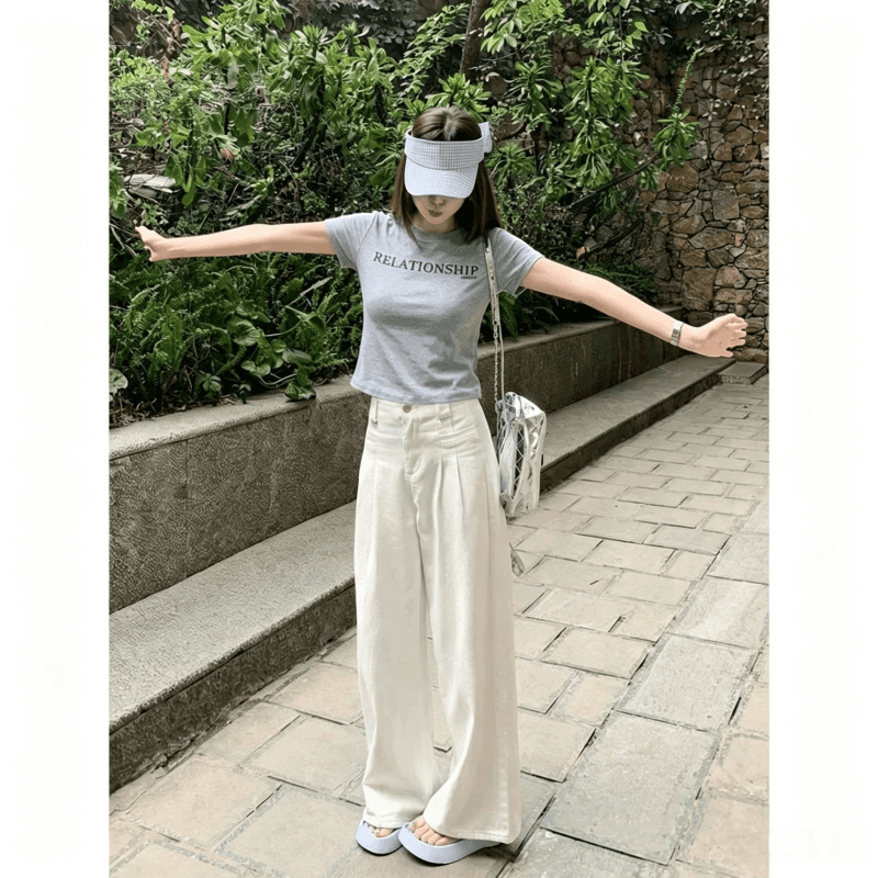 순면 40 220 그램 92 면 8 암모니아 Lun 한국 스타일 새로운 긍정적 인 어깨 반팔 티셔츠 여성 프린트 몸매 가꾸기 핫걸 맨위 상세 이미지 6