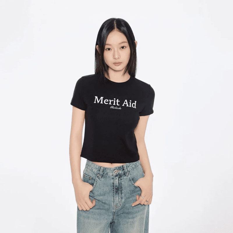 순면 40 220 그램 92 면 8 암모니아 Lun 한국 스타일 새로운 긍정적 인 어깨 반팔 티셔츠 여성 프린트 몸매 가꾸기 핫걸 맨위 상세 이미지 2