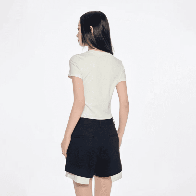 순면 40 220 그램 92 면 8 암모니아 Lun 한국 스타일 새로운 긍정적 인 어깨 반팔 티셔츠 여성 프린트 몸매 가꾸기 핫걸 맨위 상세 이미지 9