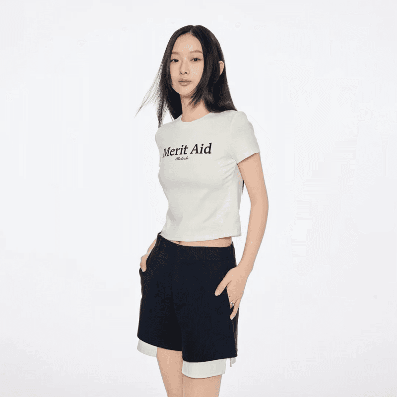 순면 40 220 그램 92 면 8 암모니아 Lun 한국 스타일 새로운 긍정적 인 어깨 반팔 티셔츠 여성 프린트 몸매 가꾸기 핫걸 맨위 상세 이미지 10