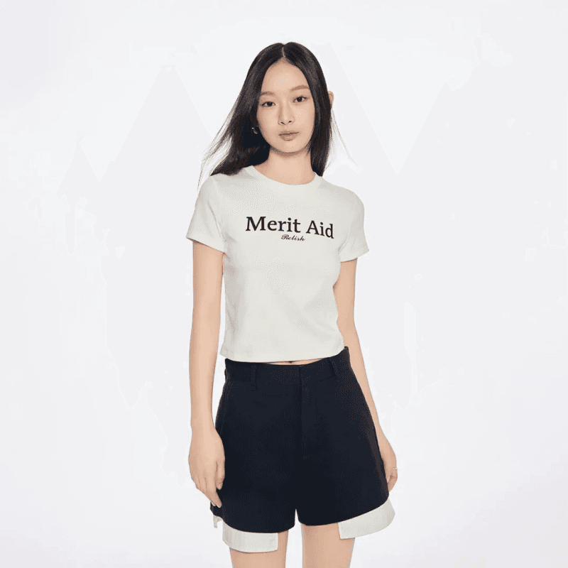 순면 40 220 그램 92 면 8 암모니아 Lun 한국 스타일 새로운 긍정적 인 어깨 반팔 티셔츠 여성 프린트 몸매 가꾸기 핫걸 맨위 상세 이미지 11