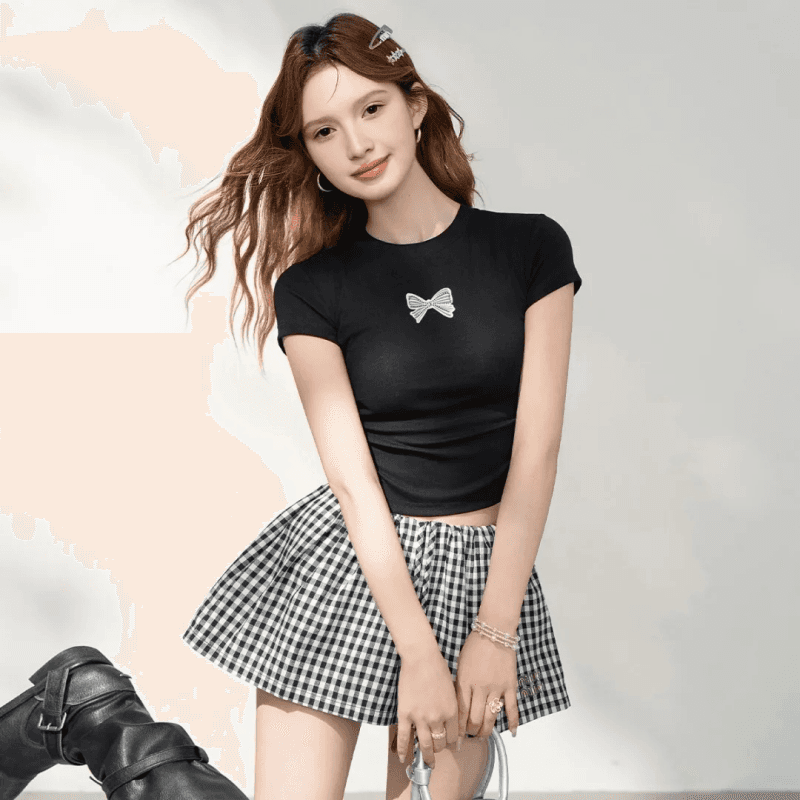 순면 40 220 그램 92 면 8 암모니아 Lun 한국 스타일 새로운 긍정적 인 어깨 반팔 티셔츠 여성 프린트 몸매 가꾸기 핫걸 맨위 상세 이미지 4