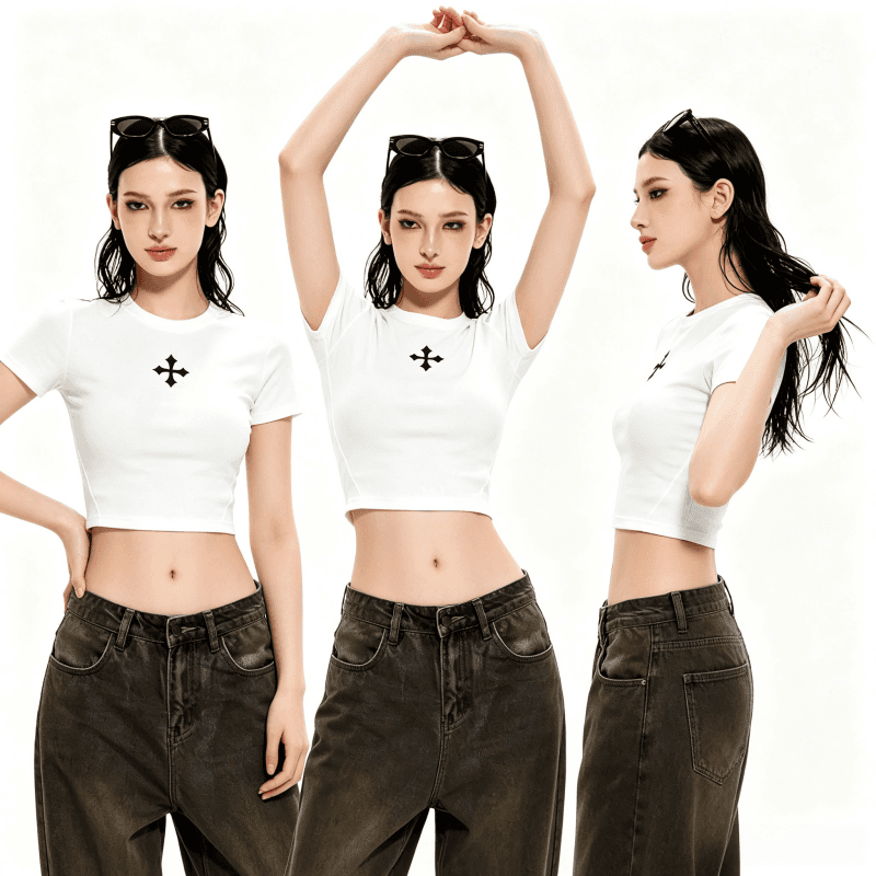 순면 40 220 그램 92 면 8 암모니아 Lun 한국 스타일 새로운 긍정적 인 어깨 반팔 티셔츠 여성 프린트 몸매 가꾸기 핫걸 맨위