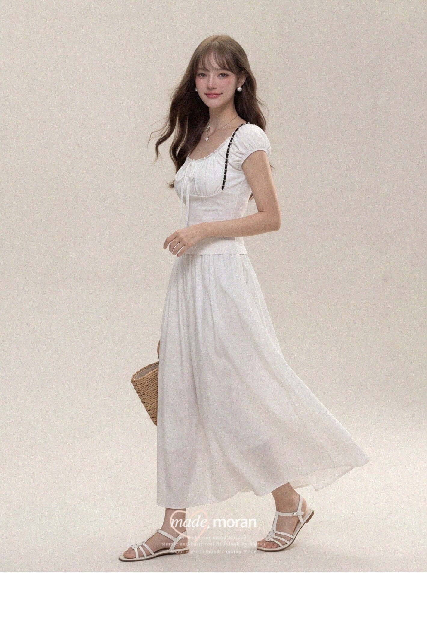 광장 칼라 레이스 반팔 맨위 여성 여름 새로운 순수한 욕망 바람 디자인 센스 펌프 로프 몸매 가꾸기 슬림해 보이는 화이트 티셔츠 상세 이미지 3