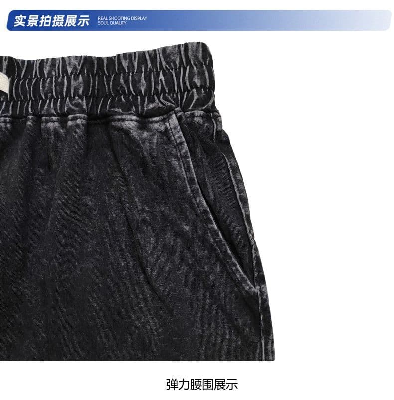 국경 간 순면 무거운 워싱 마 오래된 아메리칸 레트로 여름 루즈핏 5 점 반바지 남녀 일반 한 마디 핏 스타일 상세 이미지 12