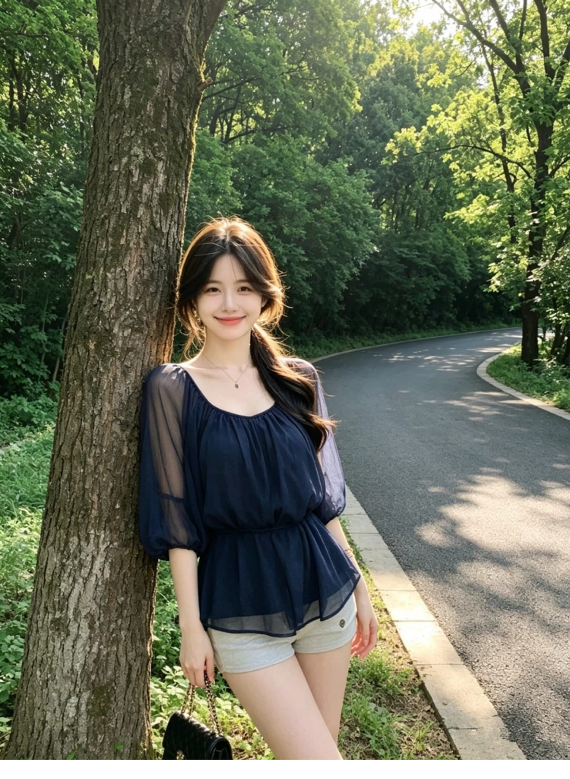 V넥 높음 ~을 통해 주름 레이스업 시폰 셔츠 여성 봄 여름 반소매 맨위 이미지 2