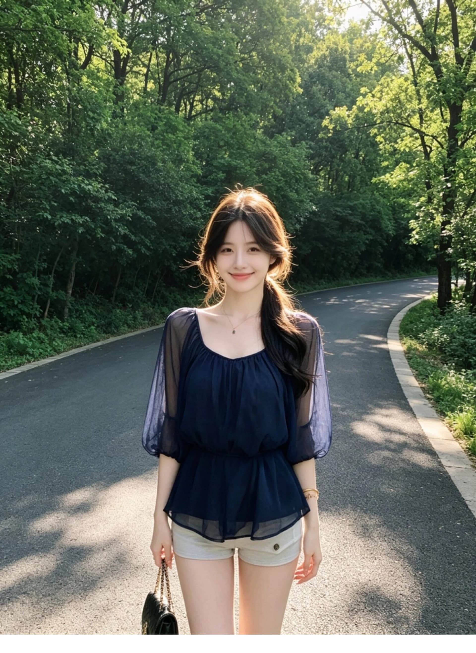 V넥 높음 ~을 통해 주름 레이스업 시폰 셔츠 여성 봄 여름 반소매 맨위 이미지 3
