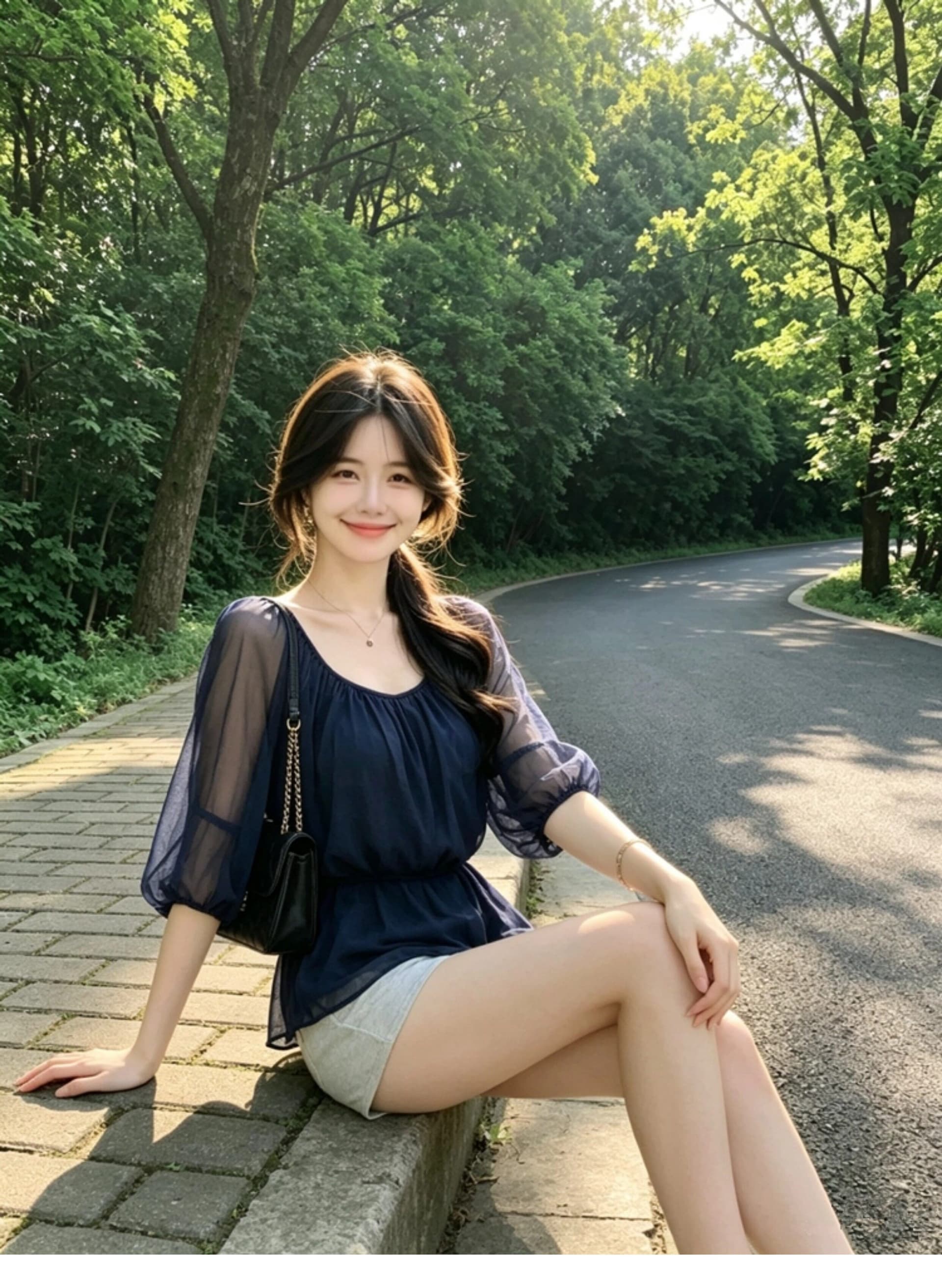 V넥 높음 ~을 통해 주름 레이스업 시폰 셔츠 여성 봄 여름 반소매 맨위 상세 이미지 7