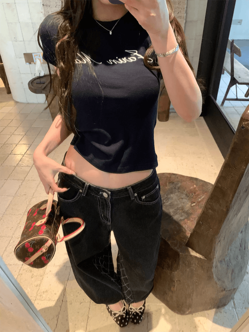 순면 40 220 그램 92 면 8 암모니아 Lun 한국 스타일 새로운 긍정적 인 어깨 반팔 티셔츠 여성 프린트 몸매 가꾸기 핫걸 맨위 상세 이미지 5