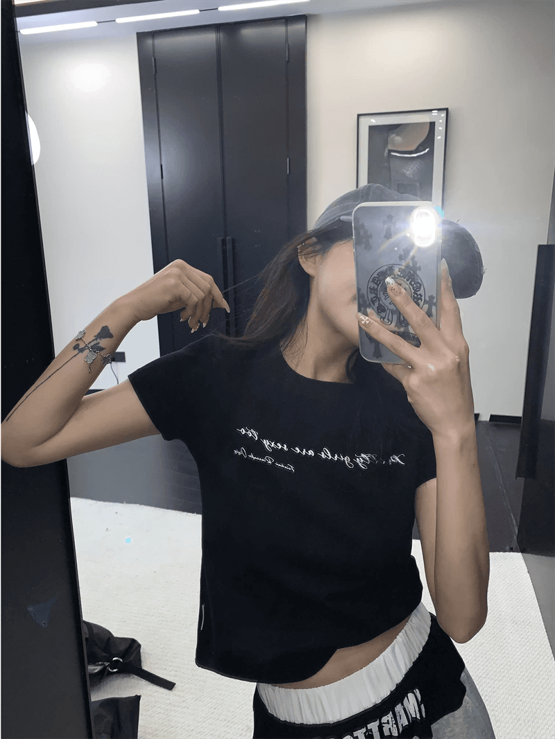 순면 40 220 그램 92 면 8 암모니아 Lun 한국 스타일 새로운 긍정적 인 어깨 반팔 티셔츠 여성 프린트 몸매 가꾸기 핫걸 맨위 상세 이미지 4