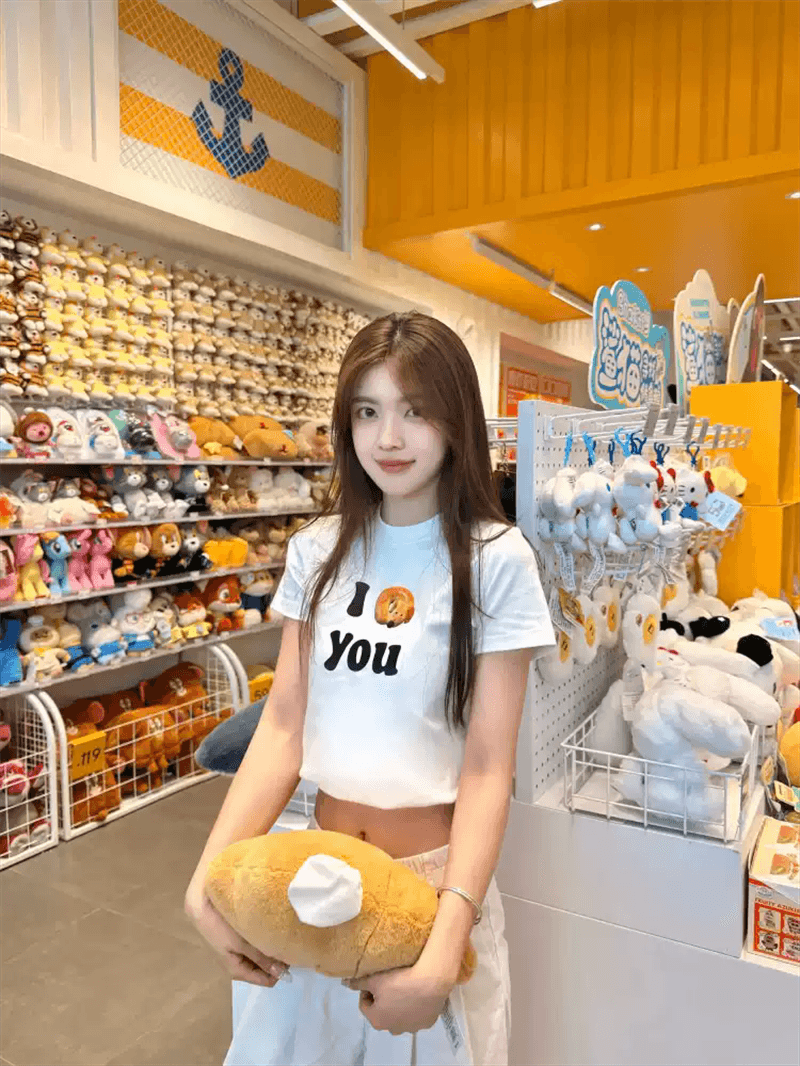 순면 40 220 그램 92 면 8 암모니아 Lun 한국 스타일 새로운 긍정적 인 어깨 반팔 티셔츠 여성 프린트 몸매 가꾸기 핫걸 맨위 이미지 4