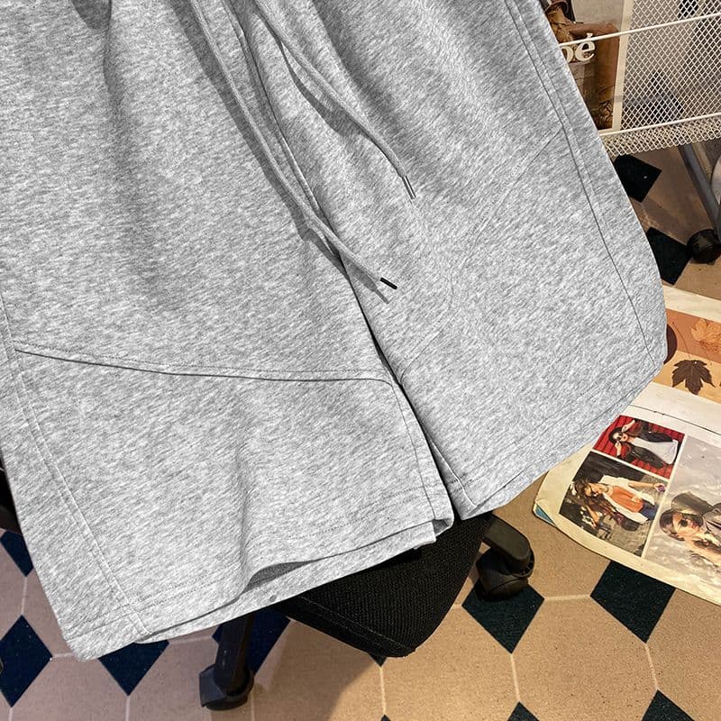 280 그램 후아 면 복합 우유 실크 허리밴드 펌프 로프 주머니 해체 패치워크 운동 5 점 반바지 상세 이미지 5