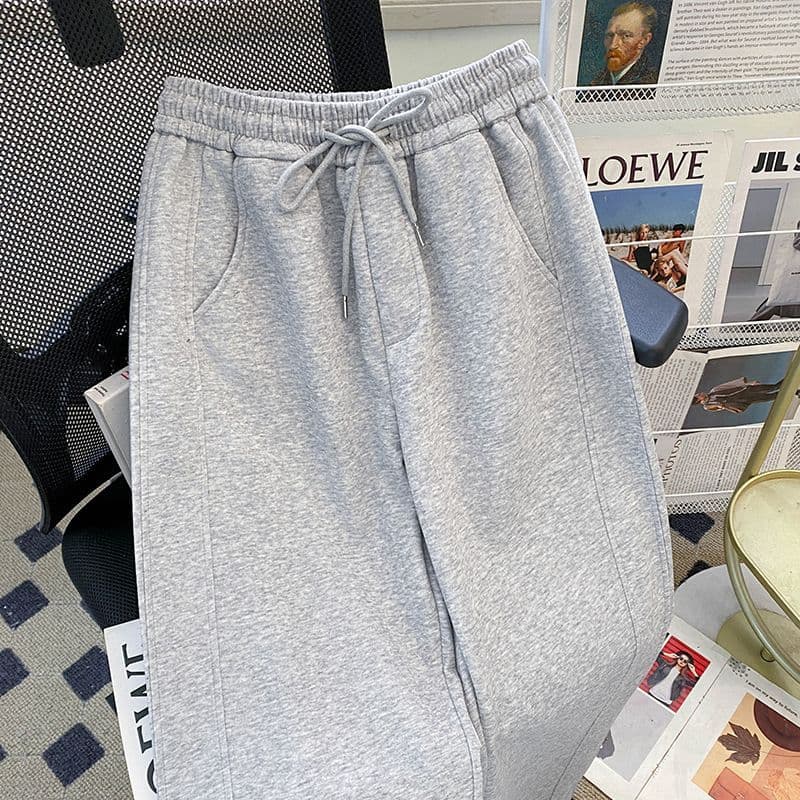 280 그램 후아 면 복합 우유 실크 허리밴드 펌프 로프 운동 넓은 다리 스트레이트 웨이 바지 캐주얼 긴 바지 트렌디 상세 이미지 5