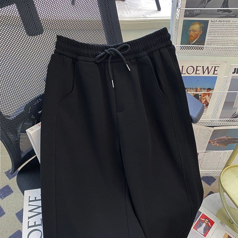 280 그램 후아 면 복합 우유 실크 허리밴드 펌프 로프 운동 넓은 다리 스트레이트 웨이 바지 캐주얼 긴 바지 트렌디 상세 이미지 10